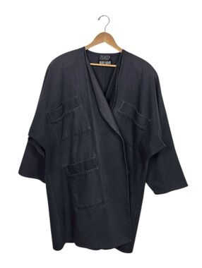 Yeohlee NY Vintage Cocoon Jacket Gray Canvas Kimono Sleeve Avant Garde Coat OS